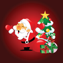 Vector Christmas cartoon characters and happy new year.