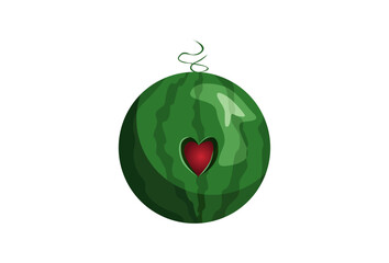 Illustration Vector graphic of Watermelon with Love Hole Fit for Romantic Vegetable with Love Icon etc.