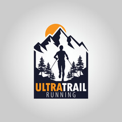 Ultra Trail running logo vector illustration on white background