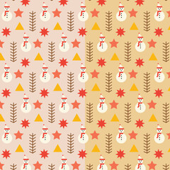 Christmas seamless pattern with geometric shapes and snowman vector 
