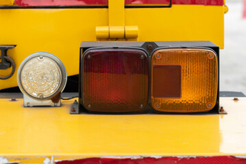 Emergency warning lights, attached to a truck.