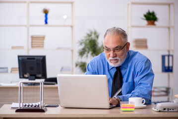Old male employee working in the office