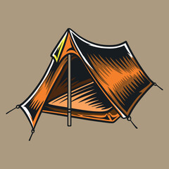 vintage tent camping vector illustration