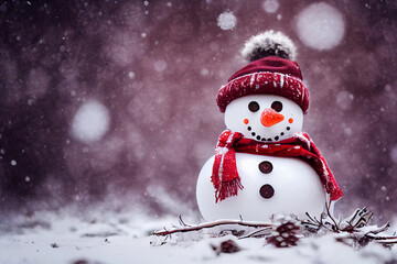 Snowman in winter. Generative AI