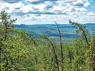 beautiful view of the wooded Ural mountains