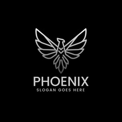 Vector Logo Illustration Phoenix Gradient Line Art Style