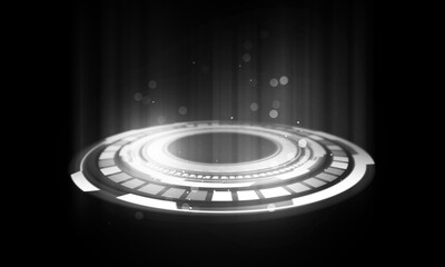 Glowing circle of rotating neon frame