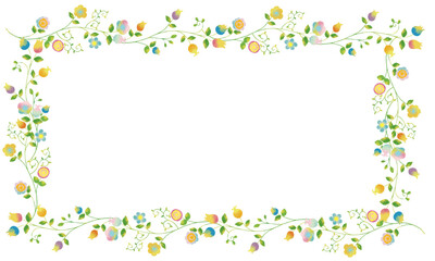 北欧風　レトロな花フレーム（囲み）Scandinavian Style Series:Watercolor Floral Mini Frames