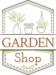 Garden Shop Badge with Planters