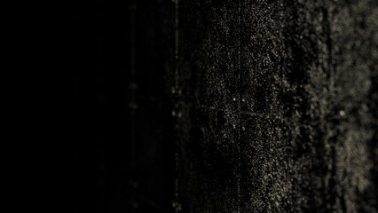 Black metallic scratch wall and floor on spot lighting background. Concept 3D CG of struggles of solitude in the concrete jungle, challenging unresolved issues and triumph of the lone wolf in society.