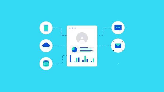Animation concept of CDP - customer data platform, marketing software technology.