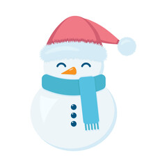 Cute snowman in a cap and with a scarf