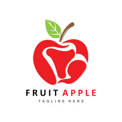 Fruit Apple Logo Design, Red Fruit Vector, With Abstract Style, Product Brand Label Illustration