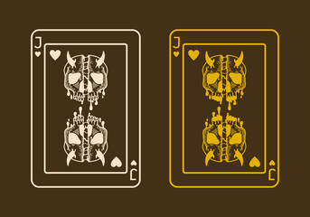 Scary split skull card illustration design
