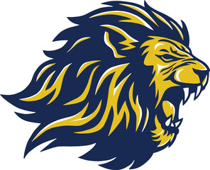 Wild Lion Head Logo Design Sports Mascot
