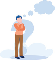 This vector file contains a thinking person. Here a speech bubble over his head. Thinking people with cloud bubble and question mark illustration is here. You can use this Vector file in your design.