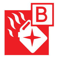different class of fires. class B fire with a gallon on fire. Flaming of fire in a Gallon. Classes of fire and class B fire with patrol oil gallon for fire safety icons and safety signs and symbols.
