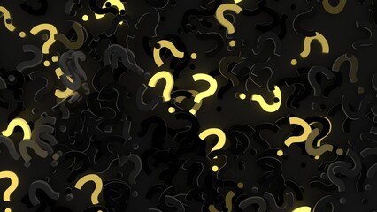 glowing question mark sign. 3d conceptual representation of mystery, decision, quiz, confusion