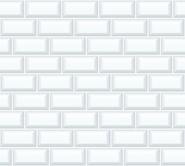 Seamless smooth metro tile texture - realistic white brick background with classic one third pattern