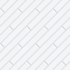 Seamless smooth diagonal layout metro tile texture - realistic white brick background. Subway tile diagonal layout illustration. 