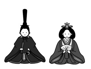 japanese doll monochrome