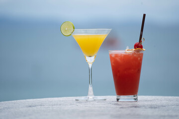 cocktail with lemon and ice