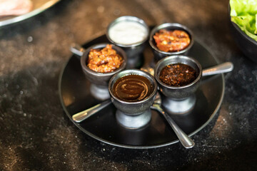 setup of five sauce 