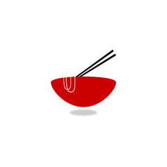 The logo is a bowl of noodles.  Japanese cuisine. Chinese cuisine. Asian cuisine. Chopsticks.