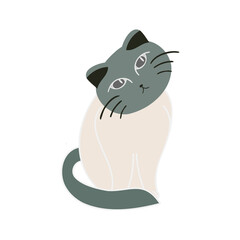 Cute cats elements. Cartoon cat design with earth tone color in different poses..
