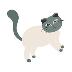 Cute cats elements. Cartoon cat design with earth tone color in different poses.