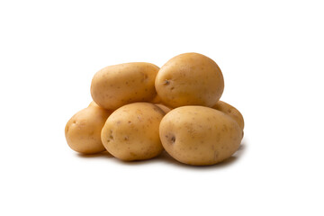 A group of fresh tasty potato isolated on white background.