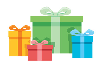 colorful gift boxes with a bow illustration
