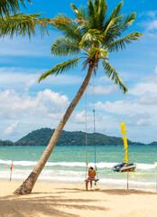 Phuket, Thailand - 27 September 2022: Colorful, sunny beach in Patong. Patong beach is the most popular beach in Phuket Island. - 537429541