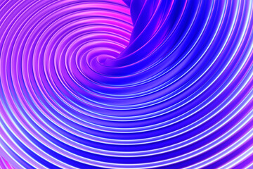 3D illustration  blue  and purple stripes in the form of wave waves, futuristic background.