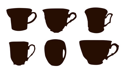 collection of tea and coffee cups silhouettes
