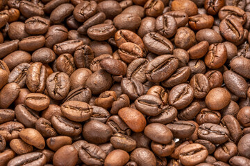 Close up,Roasted Cocoa beans or Aromatic Cocoa beans for coffee drink.