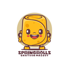 spring rolls cartoon mascot. food vector illustration