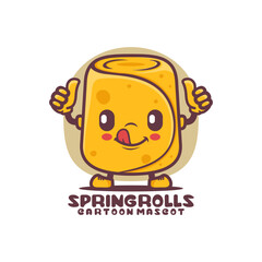 spring rolls cartoon mascot. food vector illustration