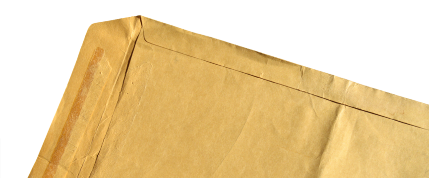 Brown and beige open cardboard paper mail envelope on a white transparent background. Can be used in company correspondence - Powered by Adobe