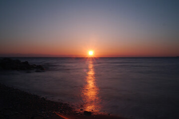 Scenic view on the sea during the sunrise