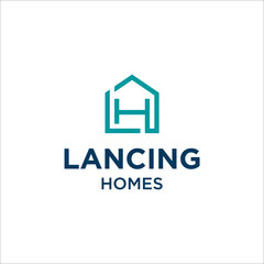 initials LH and house logo vector