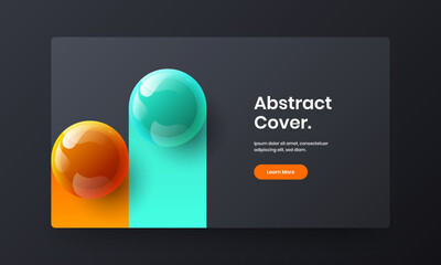 Amazing postcard vector design template. Multicolored realistic spheres web banner illustration.