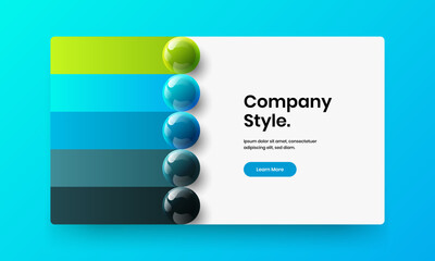 Bright catalog cover vector design template. Premium realistic balls annual report concept.