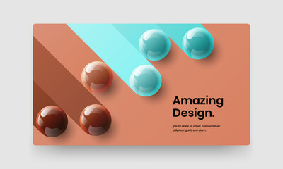 Amazing booklet design vector illustration. Premium 3D spheres company brochure concept.