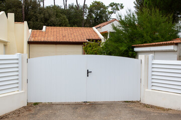 high steel white gate aluminum portal with blades of suburbs house