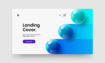 Minimalistic website design vector layout. Simple 3D balls presentation illustration.