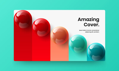 Original banner vector design template. Multicolored realistic balls corporate cover illustration.