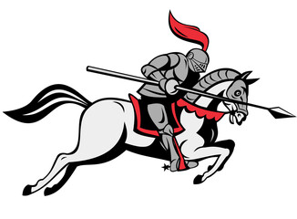 Fototapeta na wymiar knight with lance riding horse