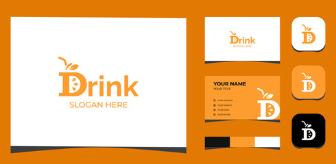 Template Logo Creative Initial D and drink element. Creative Template with color pallet, visual branding, business card and icon.