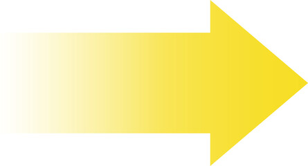 Yellow gradient arrow shape. Isolated png illustration, transparent background. Asset for overlay, montage, collage or presentation. Business concept.	